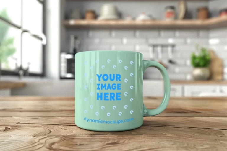 11oz Blank Mint Ceramic Coffee Mug Mockup Template