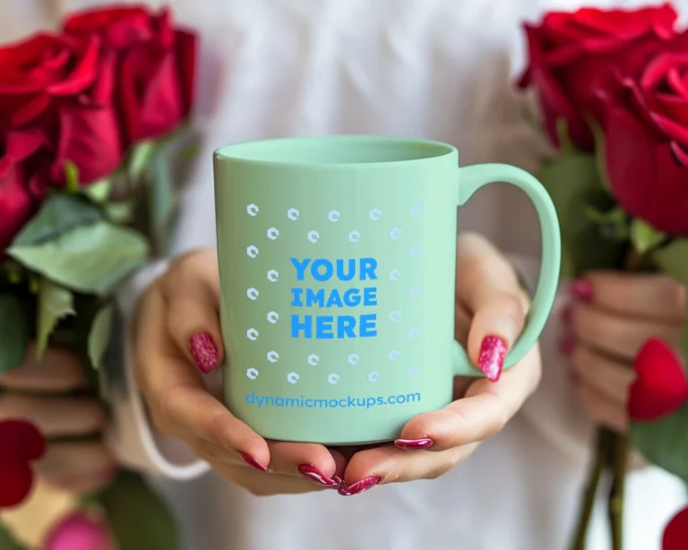 11oz Blank Mint Ceramic Coffee Mug Mockup Template