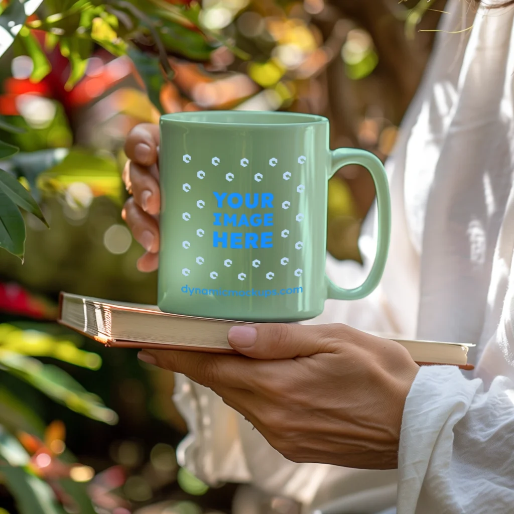 11oz Blank Mint Ceramic Coffee Mug Mockup Template