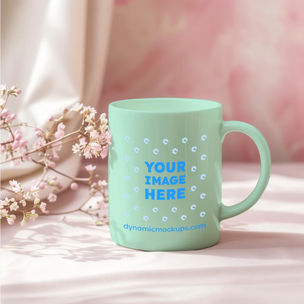 11oz Blank Mint Ceramic Coffee Mug Mockup Template