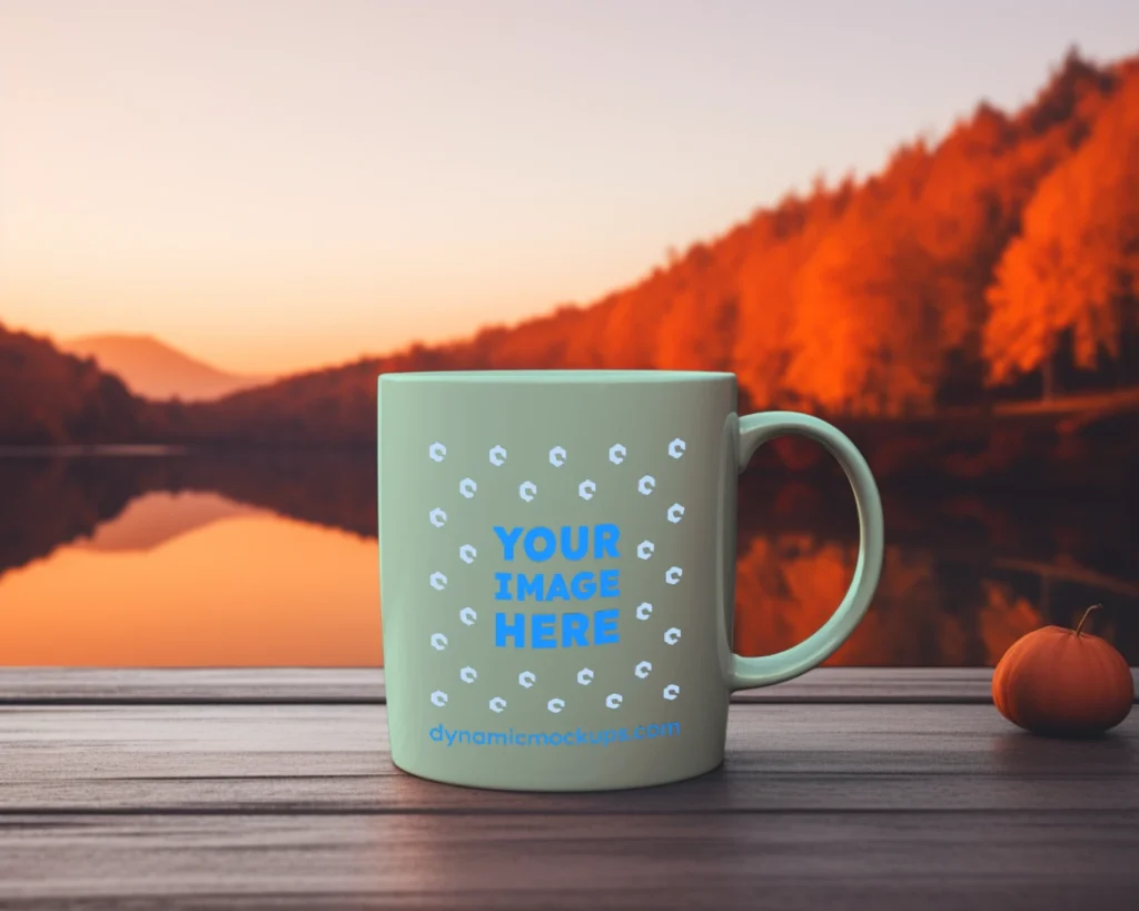 11oz Blank Mint Ceramic Coffee Mug Mockup Template