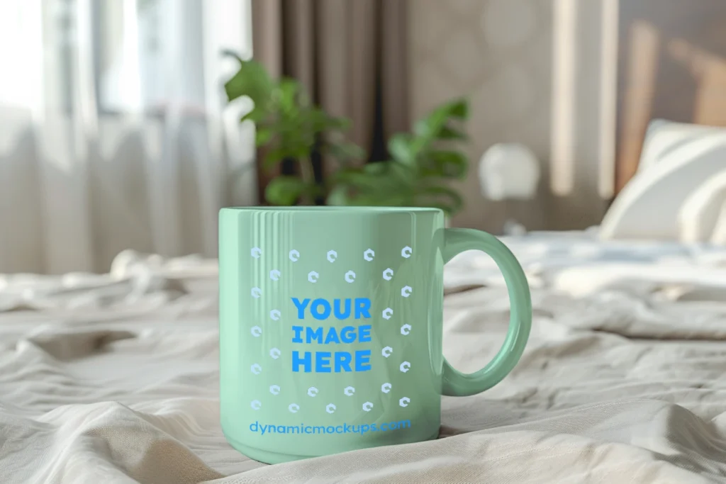 11oz Blank Mint Ceramic Coffee Mug Mockup Template