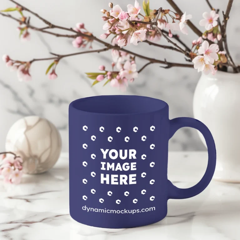 11oz Blank Navy Blue Ceramic Coffee Mug Mockup Template