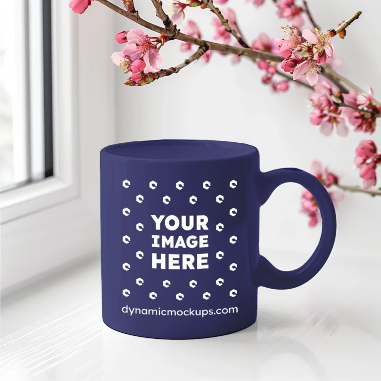 11oz Blank Navy Blue Ceramic Coffee Mug Mockup Template