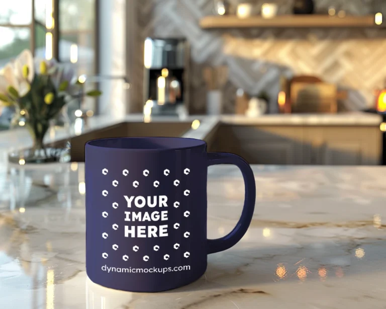 11oz Blank Navy Blue Ceramic Coffee Mug Mockup Template