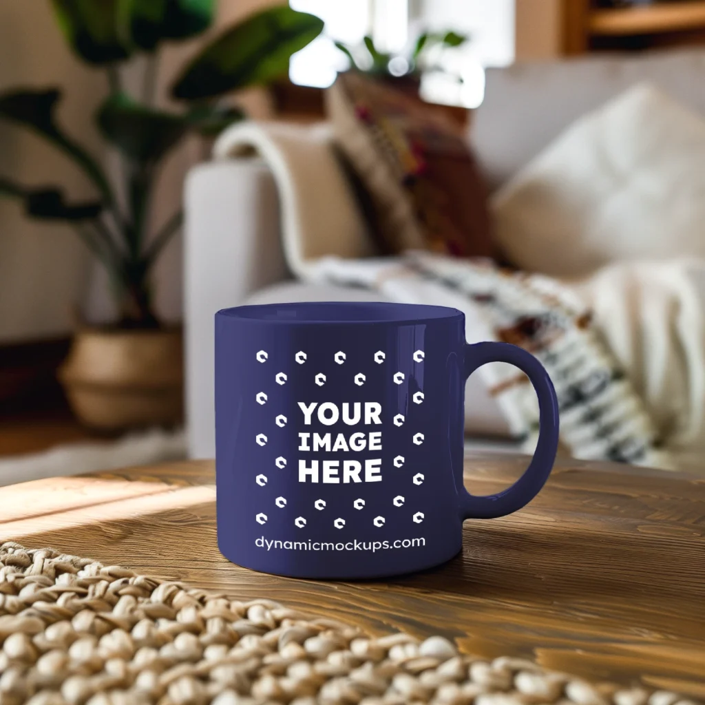 11oz Blank Navy Blue Ceramic Coffee Mug Mockup Template