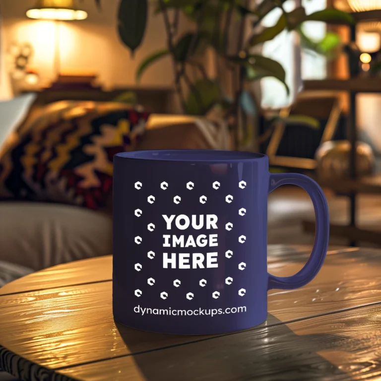 11oz Blank Navy Blue Ceramic Coffee Mug Mockup Template