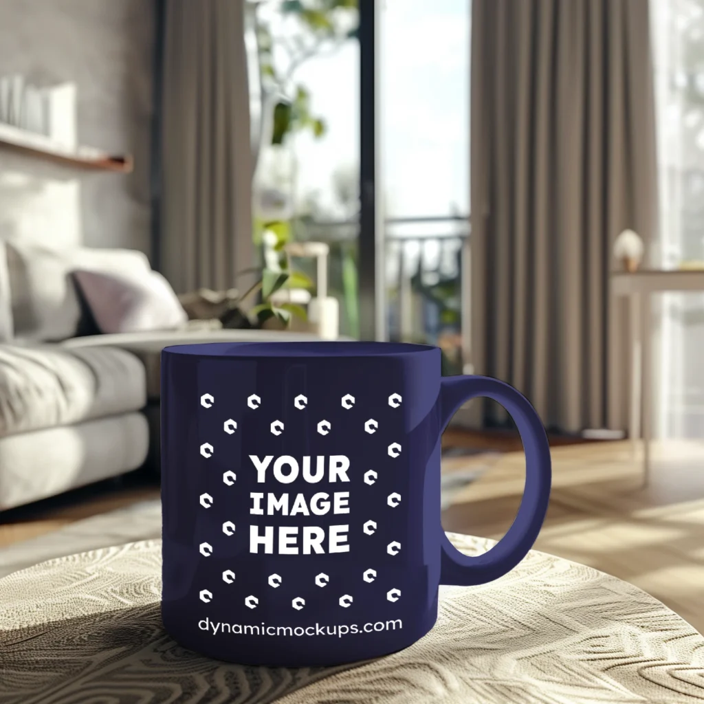 11oz Blank Navy Blue Ceramic Coffee Mug Mockup Template