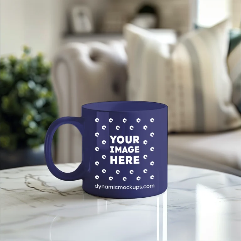 11oz Blank Navy Blue Ceramic Coffee Mug Mockup Template