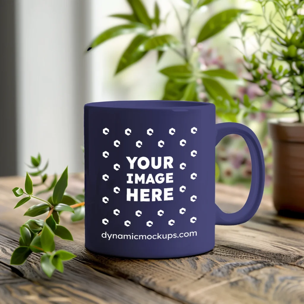 11oz Blank Navy Blue Ceramic Coffee Mug Mockup Template