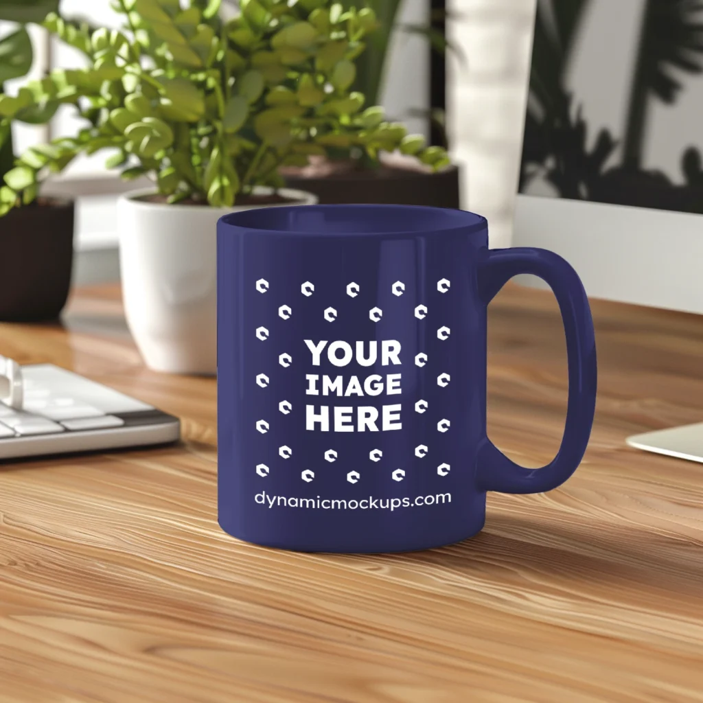 11oz Blank Navy Blue Ceramic Coffee Mug Mockup Template