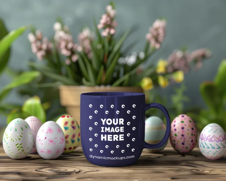 11oz Blank Navy Blue Ceramic Coffee Mug Mockup Template