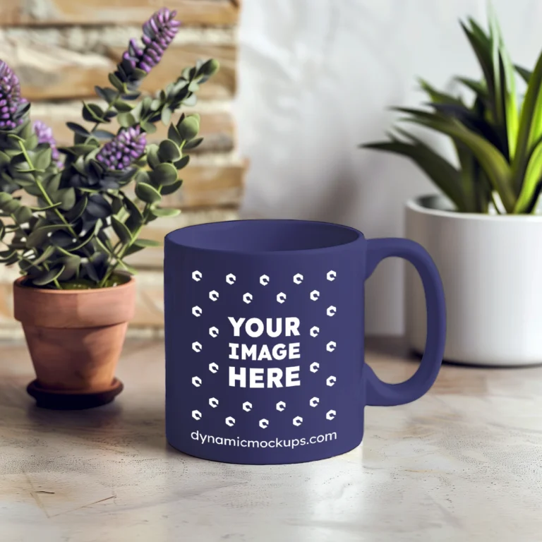 11oz Blank Navy Blue Ceramic Coffee Mug Mockup Template