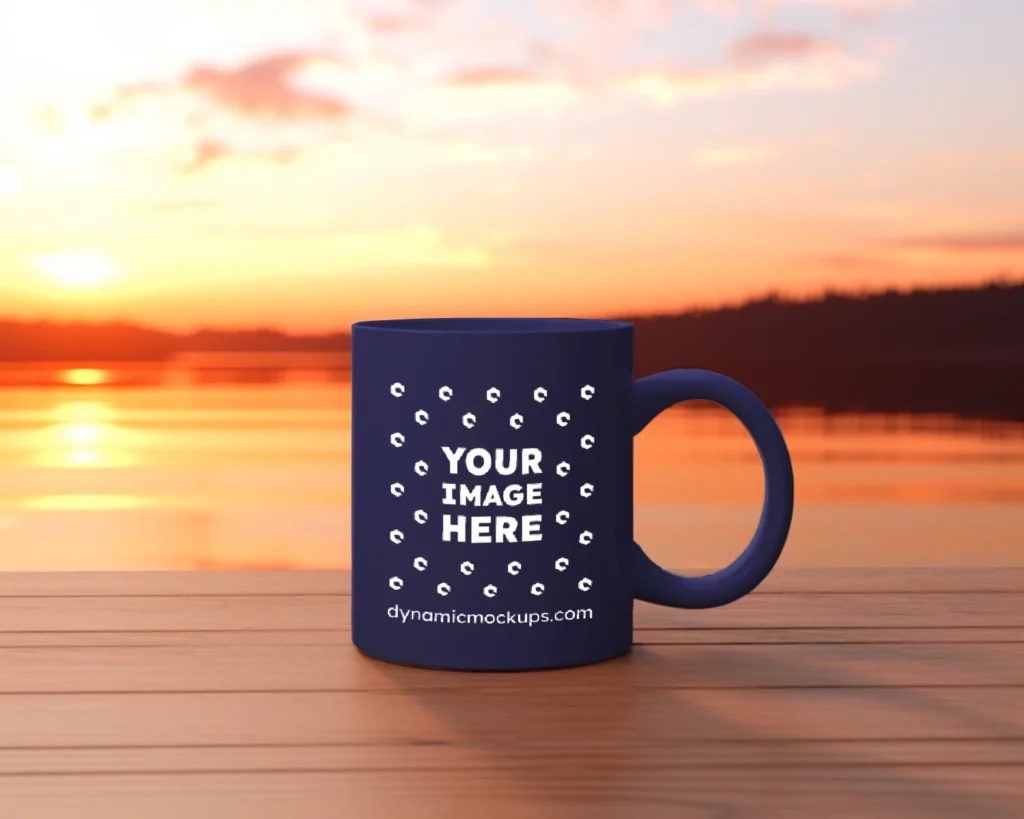 11oz Blank Navy Blue Ceramic Coffee Mug Mockup Template