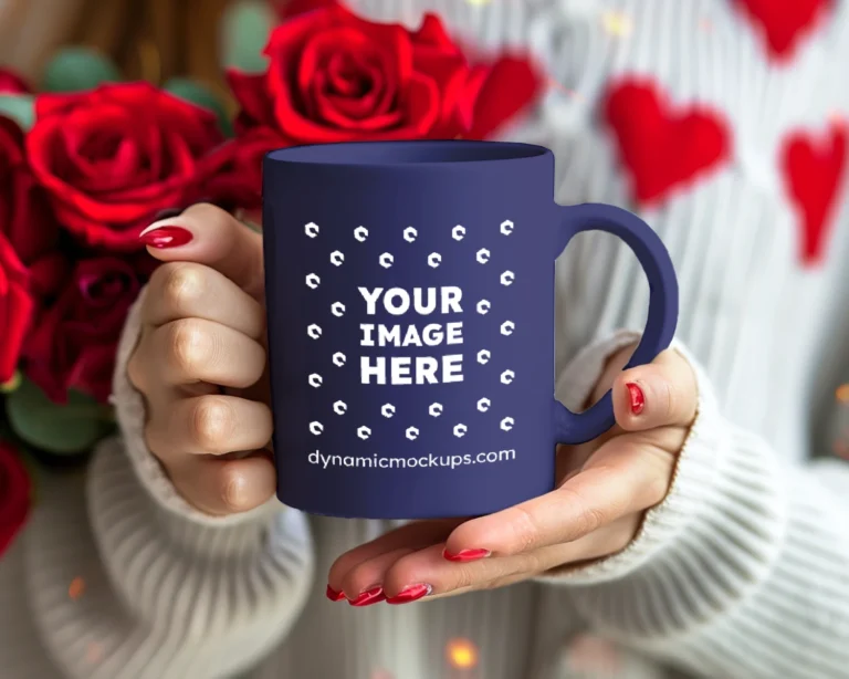 11oz Blank Navy Blue Ceramic Coffee Mug Mockup Template