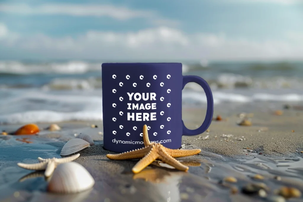 11oz Blank Navy Blue Ceramic Coffee Mug Mockup Template