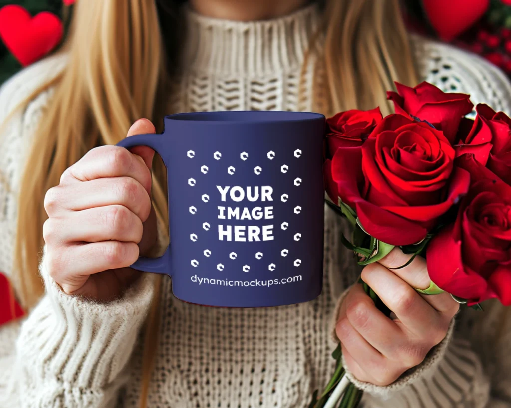 11oz Blank Navy Blue Ceramic Coffee Mug Mockup Template