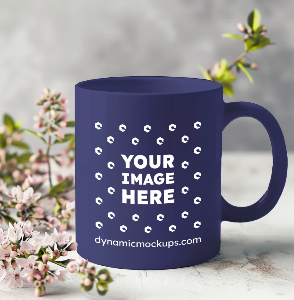 11oz Blank Navy Blue Ceramic Coffee Mug Mockup Template