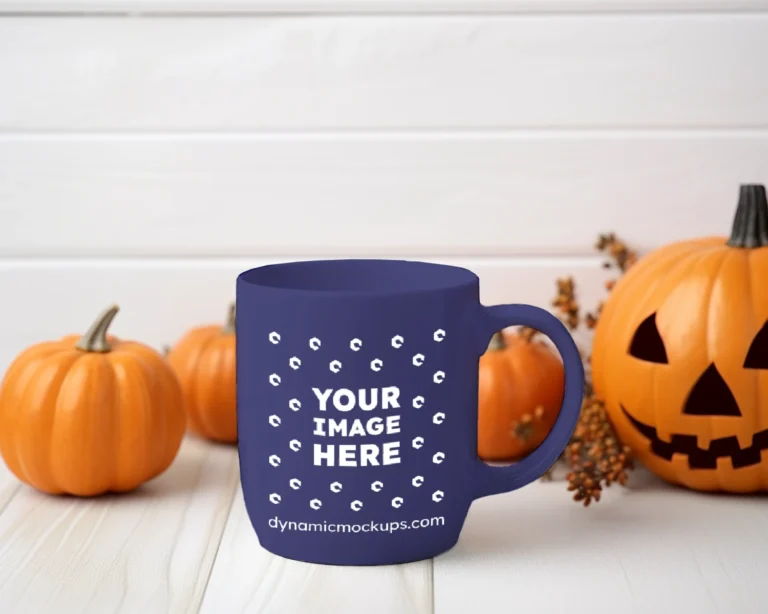 11oz Blank Navy Blue Ceramic Coffee Mug Mockup Template