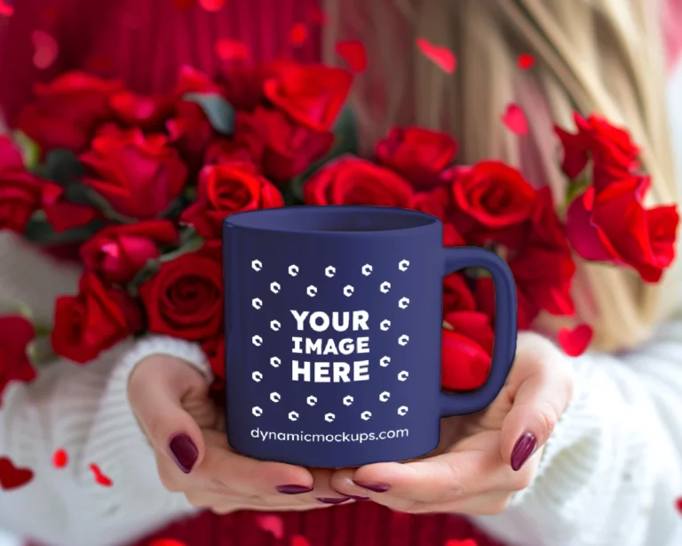 11oz Blank Navy Blue Ceramic Coffee Mug Mockup Template