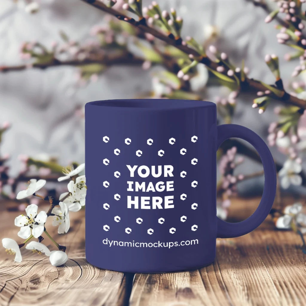 11oz Blank Navy Blue Ceramic Coffee Mug Mockup Template