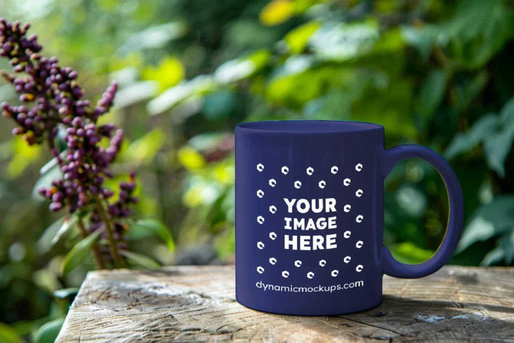 11oz Blank Navy Blue Ceramic Coffee Mug Mockup Template