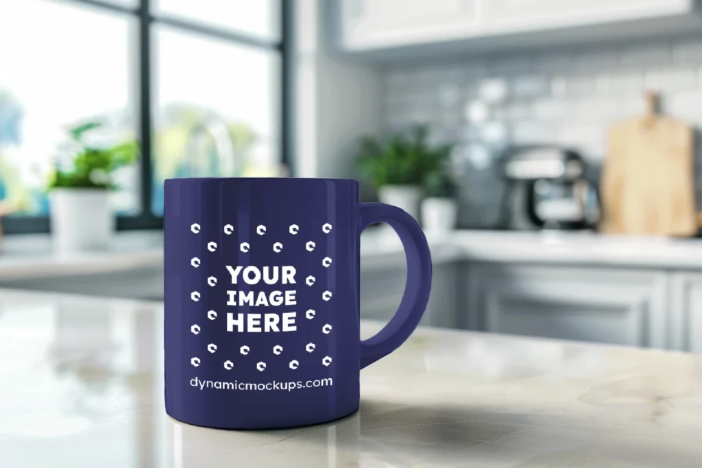 11oz Blank Navy Blue Ceramic Coffee Mug Mockup Template