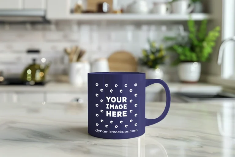 11oz Blank Navy Blue Ceramic Coffee Mug Mockup Template