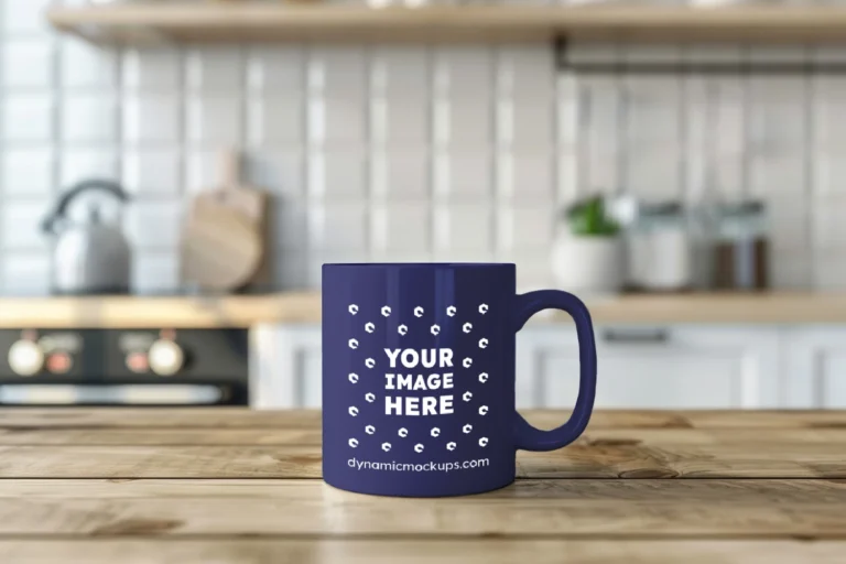 11oz Blank Navy Blue Ceramic Coffee Mug Mockup Template