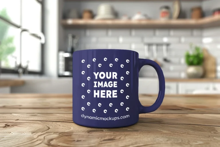 11oz Blank Navy Blue Ceramic Coffee Mug Mockup Template