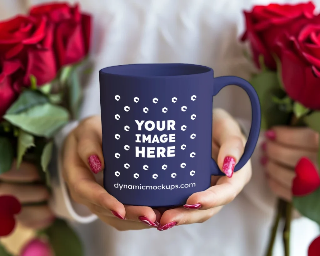 11oz Blank Navy Blue Ceramic Coffee Mug Mockup Template