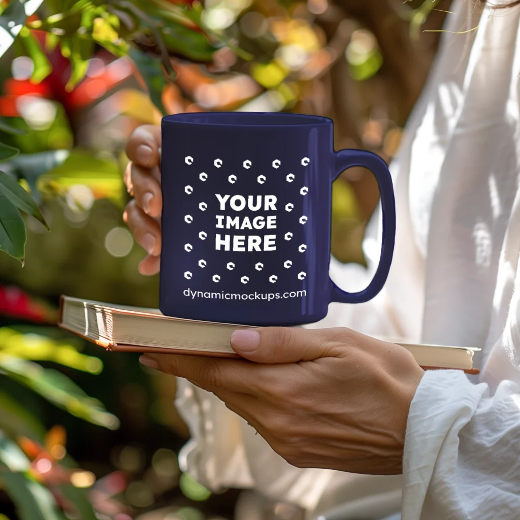 11oz Blank Navy Blue Ceramic Coffee Mug Mockup Template