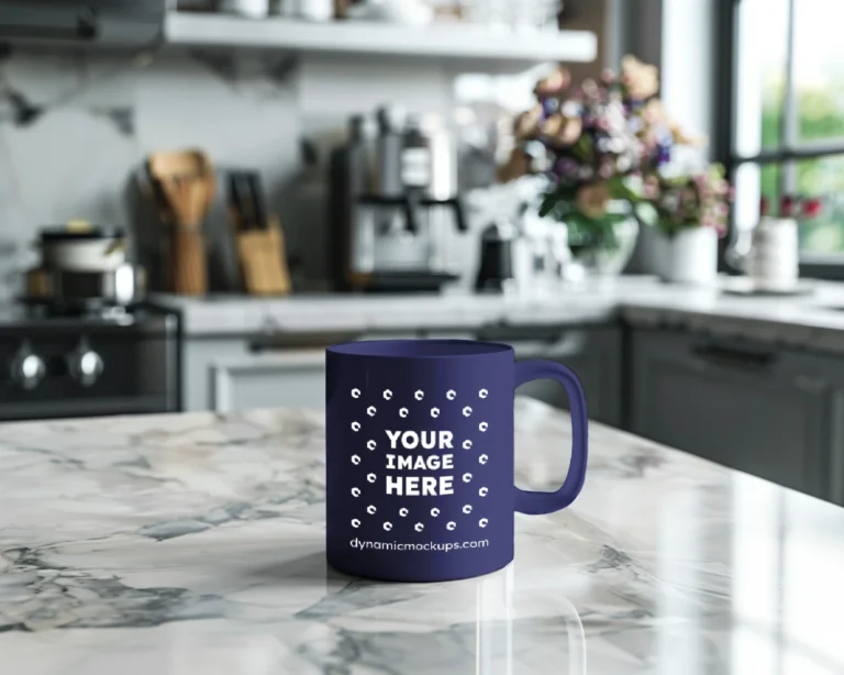 11oz Blank Navy Blue Ceramic Coffee Mug Mockup Template