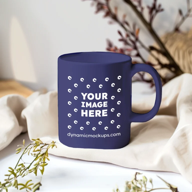 11oz Blank Navy Blue Ceramic Coffee Mug Mockup Template