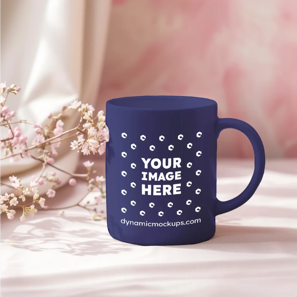 11oz Blank Navy Blue Ceramic Coffee Mug Mockup Template