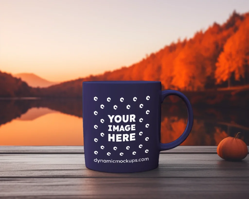 11oz Blank Navy Blue Ceramic Coffee Mug Mockup Template