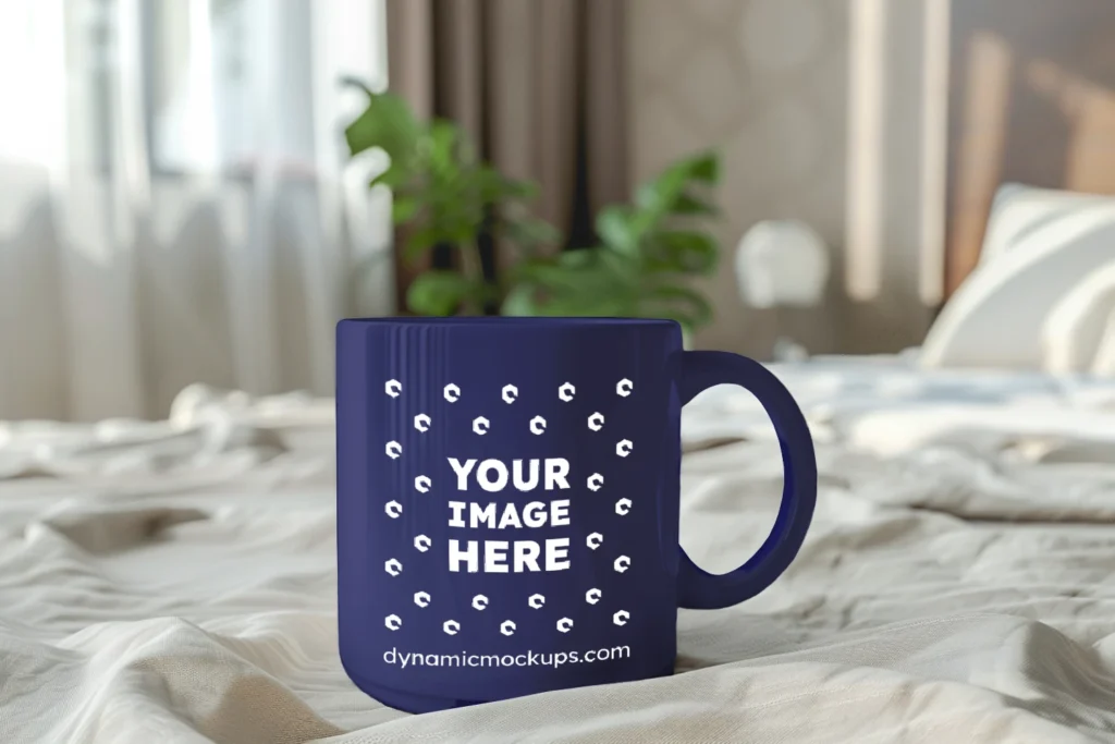 11oz Blank Navy Blue Ceramic Coffee Mug Mockup Template