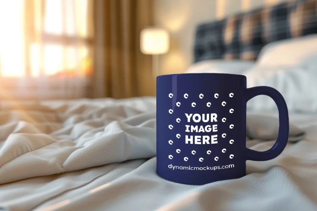 11oz Blank Navy Blue Ceramic Coffee Mug Mockup Template