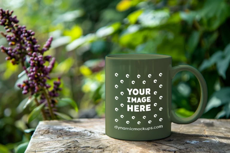 11oz Blank Olive Green Ceramic Coffee Mug Mockup Template