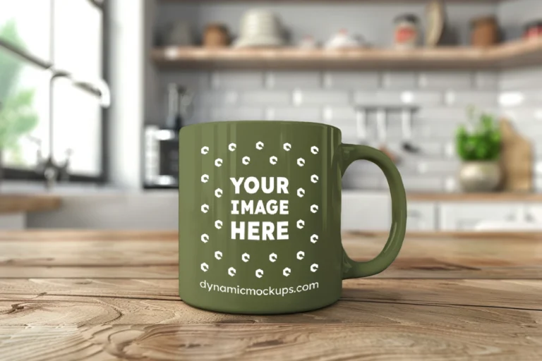 11oz Blank Olive Green Ceramic Coffee Mug Mockup Template