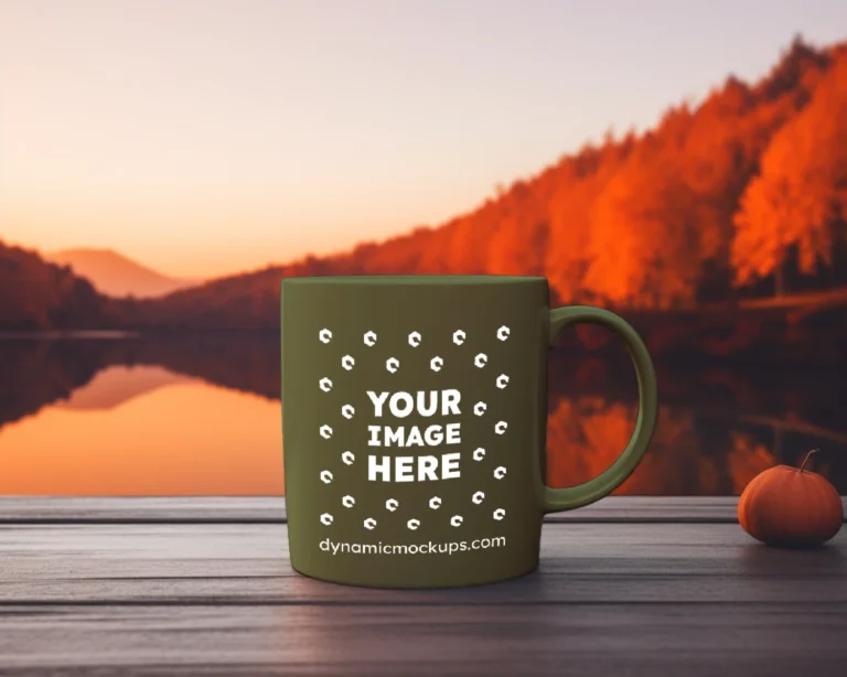 11oz Blank Olive Green Ceramic Coffee Mug Mockup Template