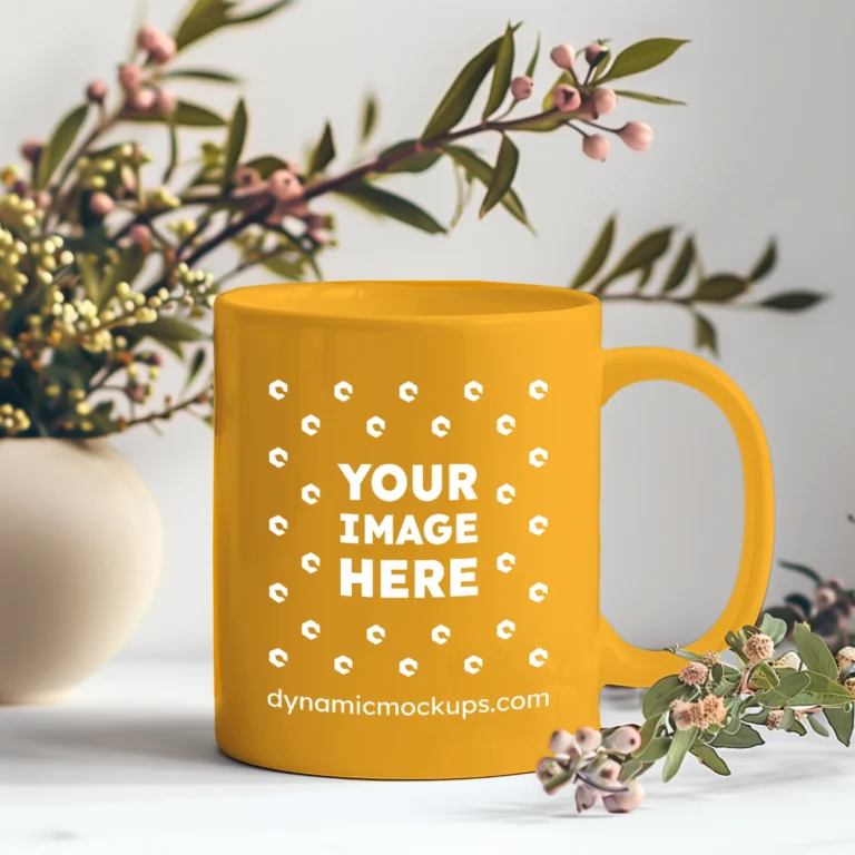 11oz Blank Orange Ceramic Coffee Mug Mockup Template