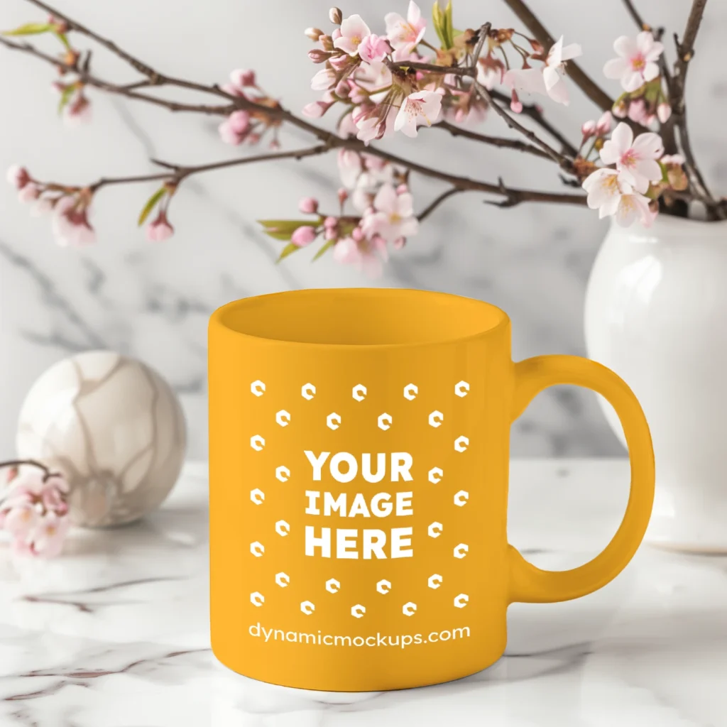 11oz Blank Orange Ceramic Coffee Mug Mockup Template