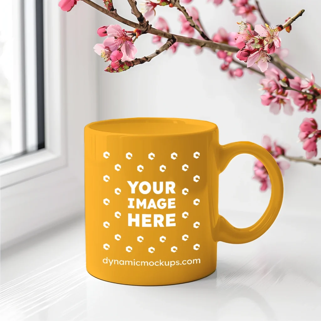 11oz Blank Orange Ceramic Coffee Mug Mockup Template