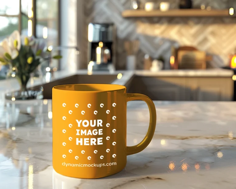 11oz Blank Orange Ceramic Coffee Mug Mockup Template