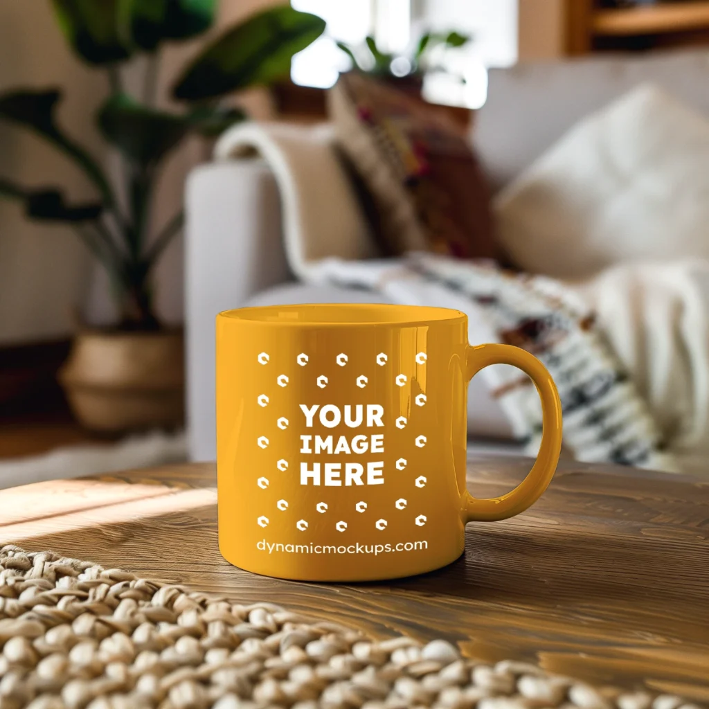 11oz Blank Orange Ceramic Coffee Mug Mockup Template