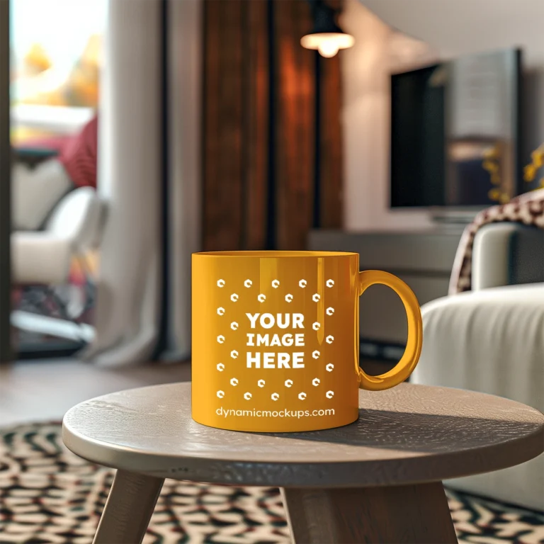 11oz Blank Orange Ceramic Coffee Mug Mockup Template