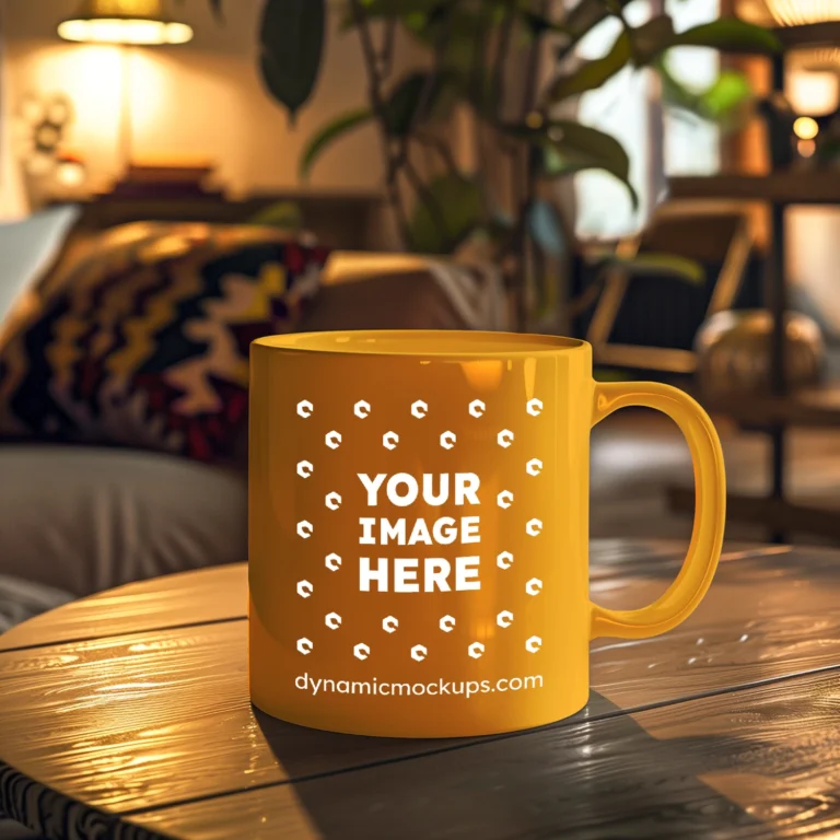 11oz Blank Orange Ceramic Coffee Mug Mockup Template