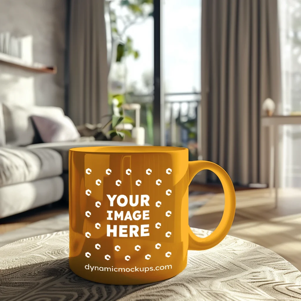 11oz Blank Orange Ceramic Coffee Mug Mockup Template