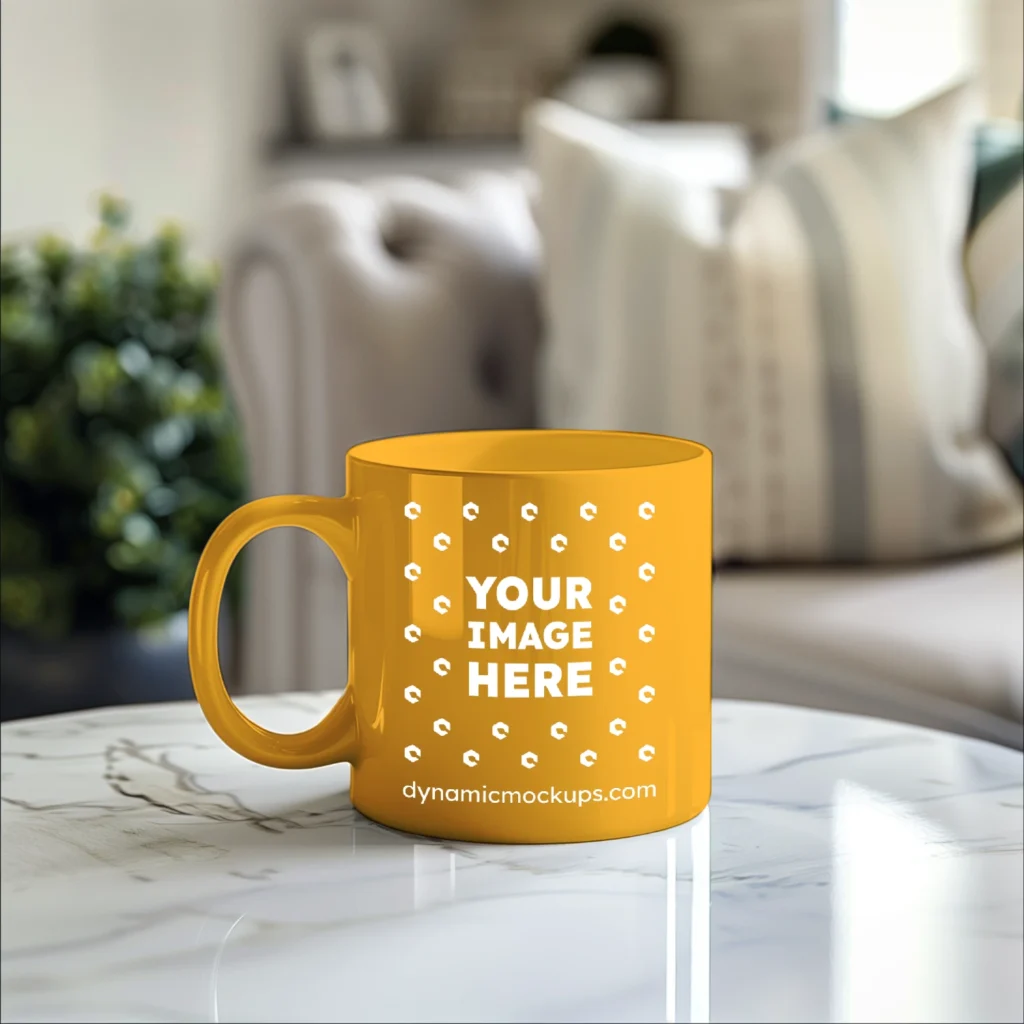 11oz Blank Orange Ceramic Coffee Mug Mockup Template